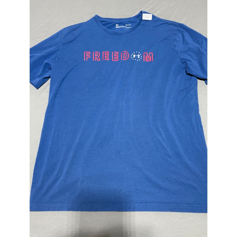 Under Armour Freedom HeatGear Mens Blue Graphic T-Shirt Large Flag Logo